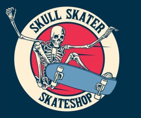 Vintage Skateboard Skull Logo vector