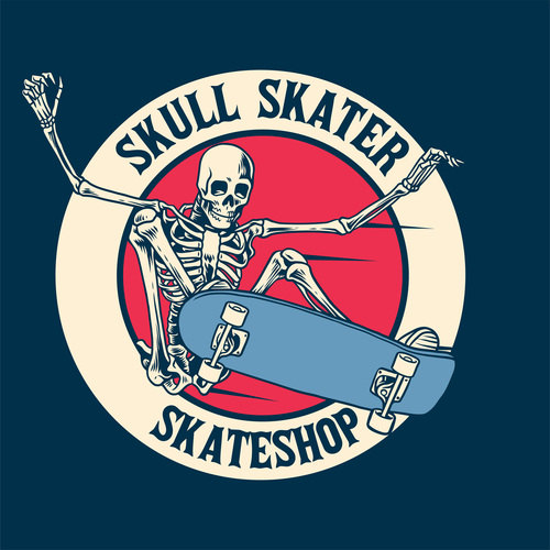 Vintage Skateboard Skull Logo vector