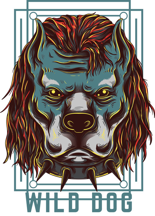 Wild dog vector t shirt illustrations