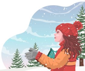 Winter girl vector illustration