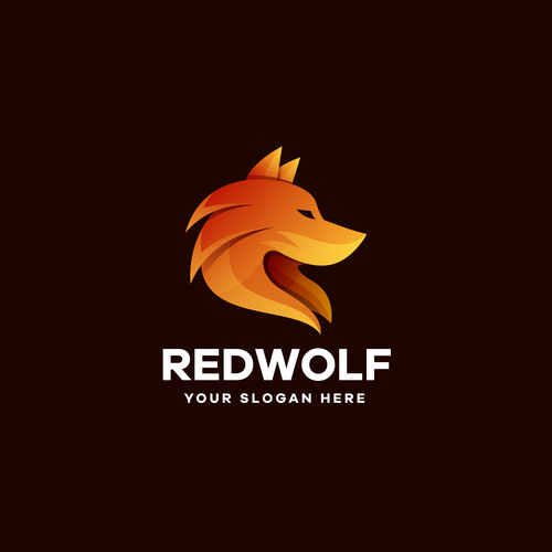 Wolf Illustration Gradient Logo vector