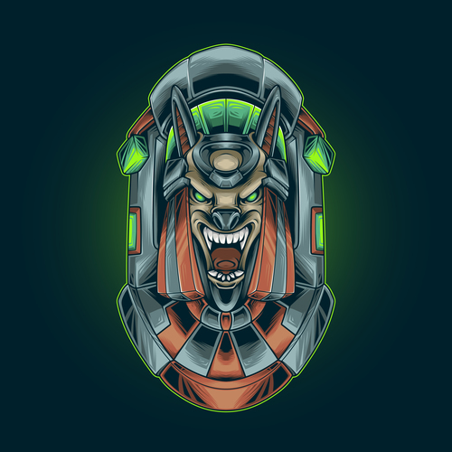Anubis head roar vector illustration