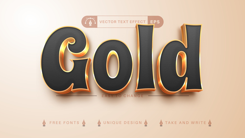 Black gold font vector text effect