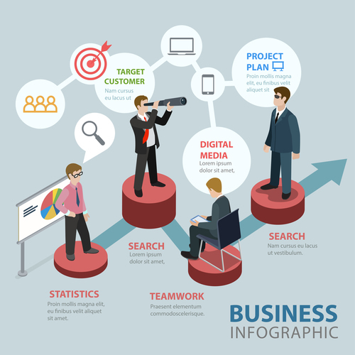 Cartoon flat style concept business infographocs vector