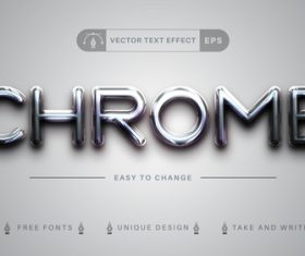 Chrome editable text effect vector