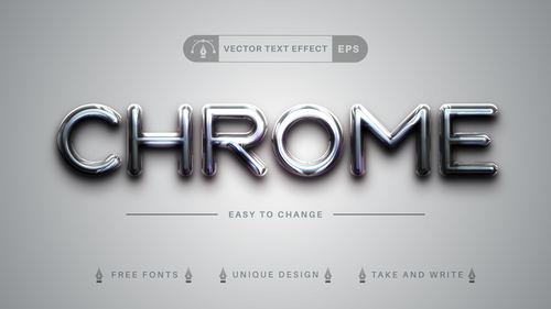 Chrome editable text effect vector
