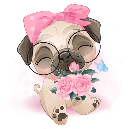 Cute puppy cartoon vector