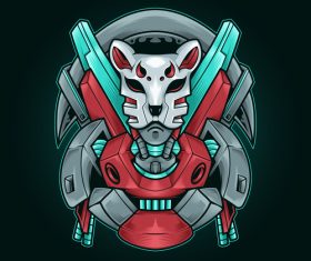 Demon fox cyberpunk vector illustration