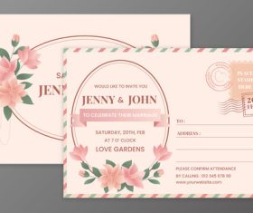 Design postcard wedding invitations vector