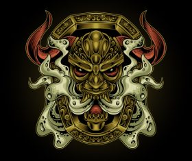 Devil mask horned vector illustration