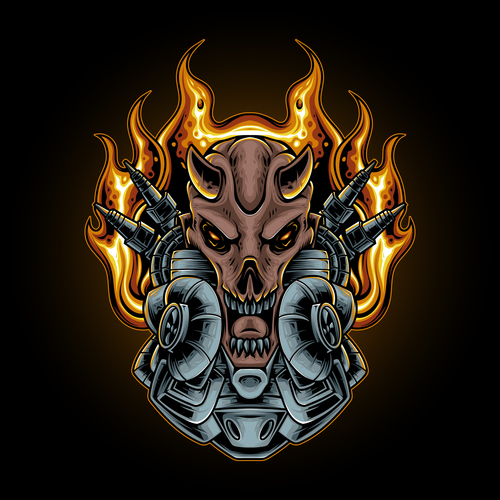 Devil turbo engine vector illustration