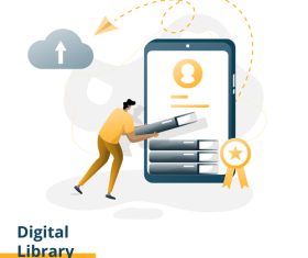 Digital library flat design vector