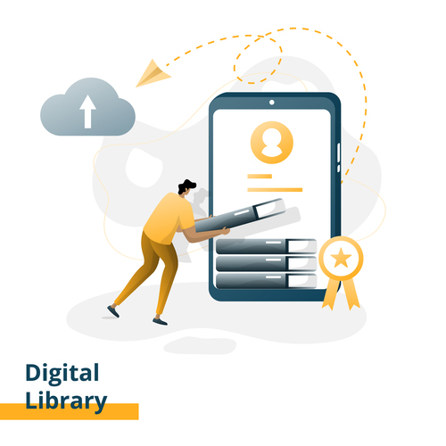 Digital library flat design vector