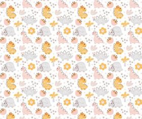 Dinosaurs seamless pattern vector on grassland