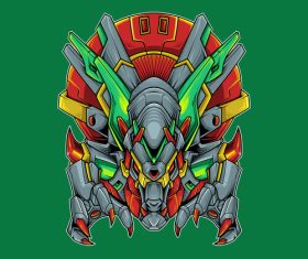 Dragon mecha cyberpunk vector illustration