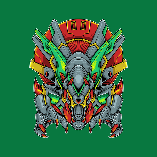 Dragon mecha cyberpunk vector illustration