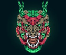 Dragon monster cyberpunk vector illustration