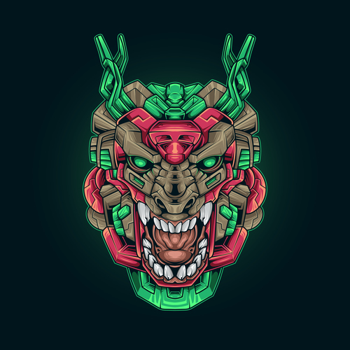 Dragon monster cyberpunk vector illustration