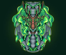 Dragon smoke cyberpunk vector illustration
