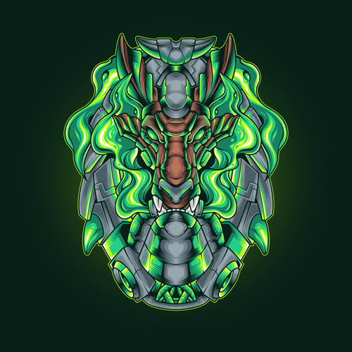 Dragon smoke cyberpunk vector illustration
