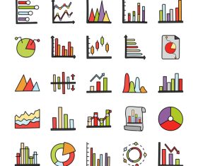 Colorful hand drawn vector collection icons