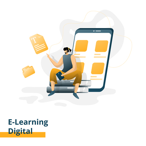 E-learning digital flat design vector