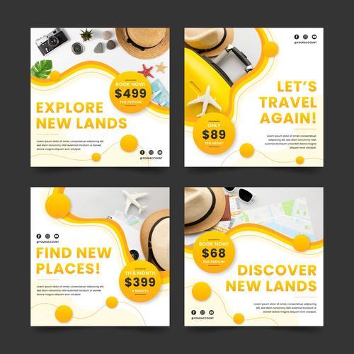 Find new places travel look card vector