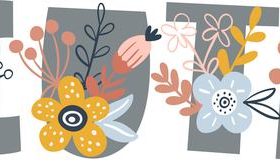 Floral decorative Cute font vector