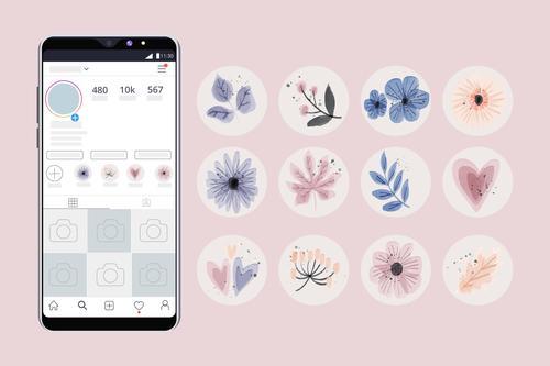 Flowers for drawing app design vector