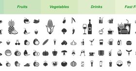 Food drinks query icon set vector