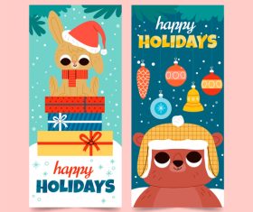 Funny happy holiday cartoon banner vector