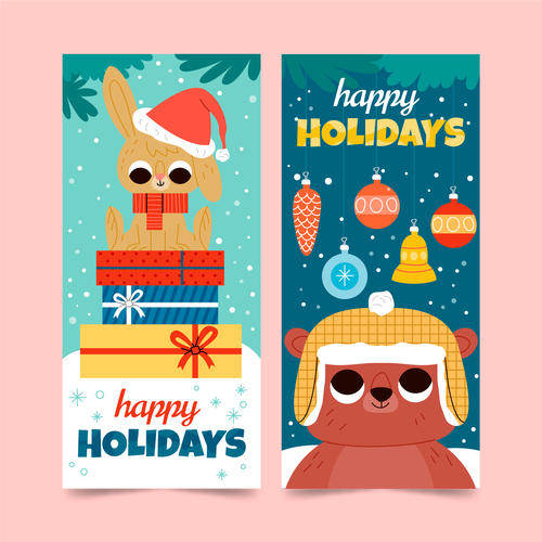 Funny happy holiday cartoon banner vector