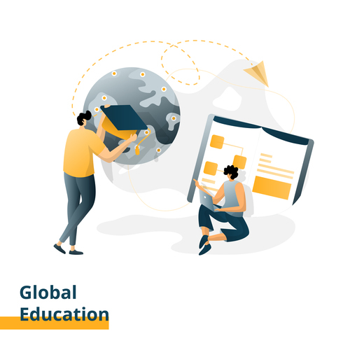 Global education flat design vector