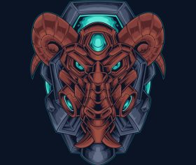 Goat monster cyberpunk vector illustration