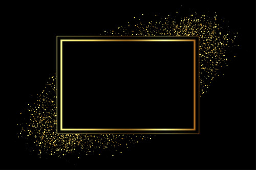 Gold powder and golden frame design vector