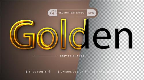 Golden editable text effect vector