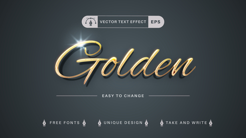 Golden font vector text effect