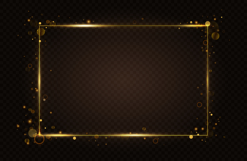 Golden frame vector on black background