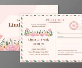 Gradient postcard wedding invitations vector