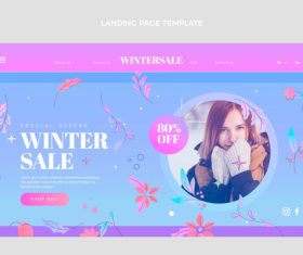 Gradient winter landing page template vector