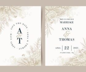 Hand drawn floral wedding invitation vector