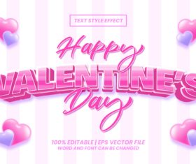 Happy Valentines Day text style effect vector