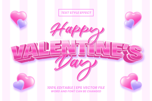 Happy Valentines Day text style effect vector