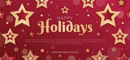 Happy holidays banner red background vector