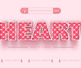 Heart editable text effect vector