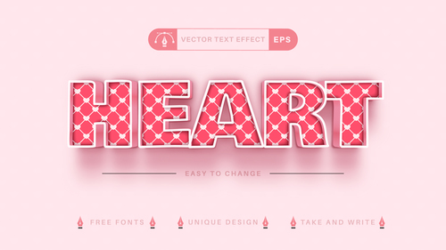 Heart editable text effect vector