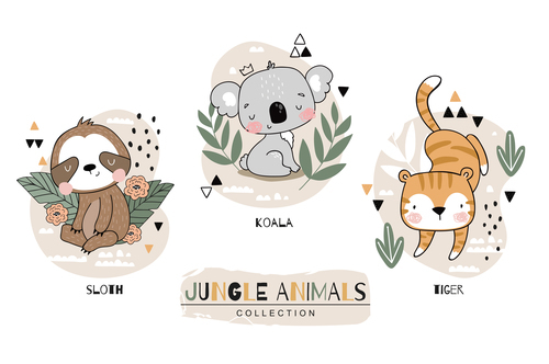 Jungle animals cartoon vector