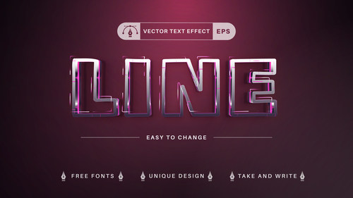 Line editable text effect vector