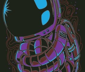Lonely astronaut cartoon background vector