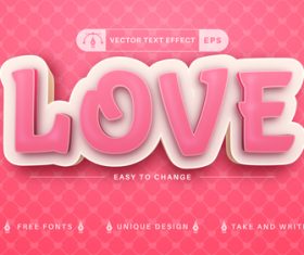 Love editable text effect vector